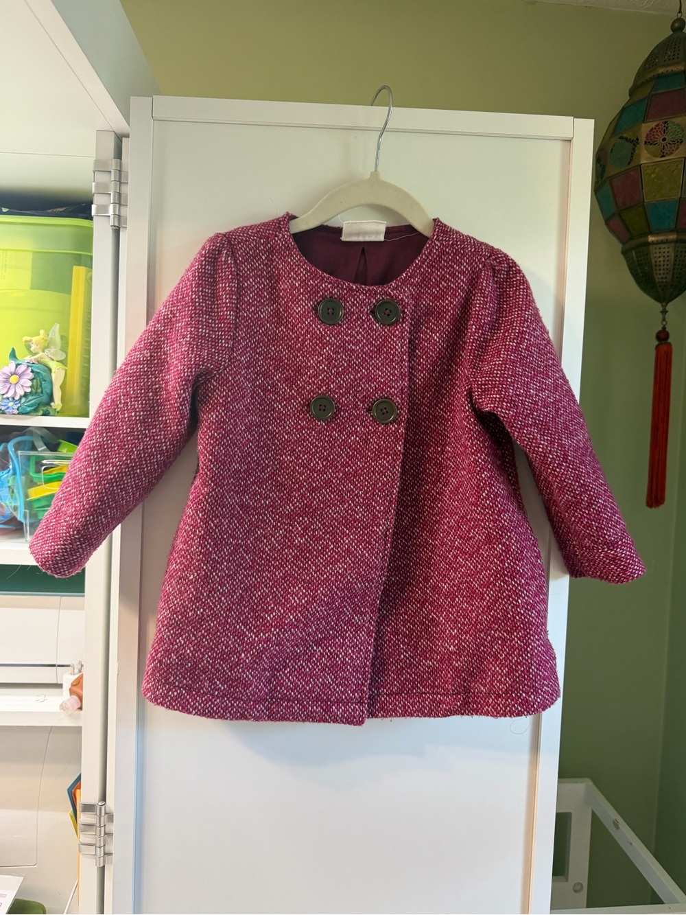 Crazy 8 Girls' Pink Tweed Double-Breasted Pea Coat